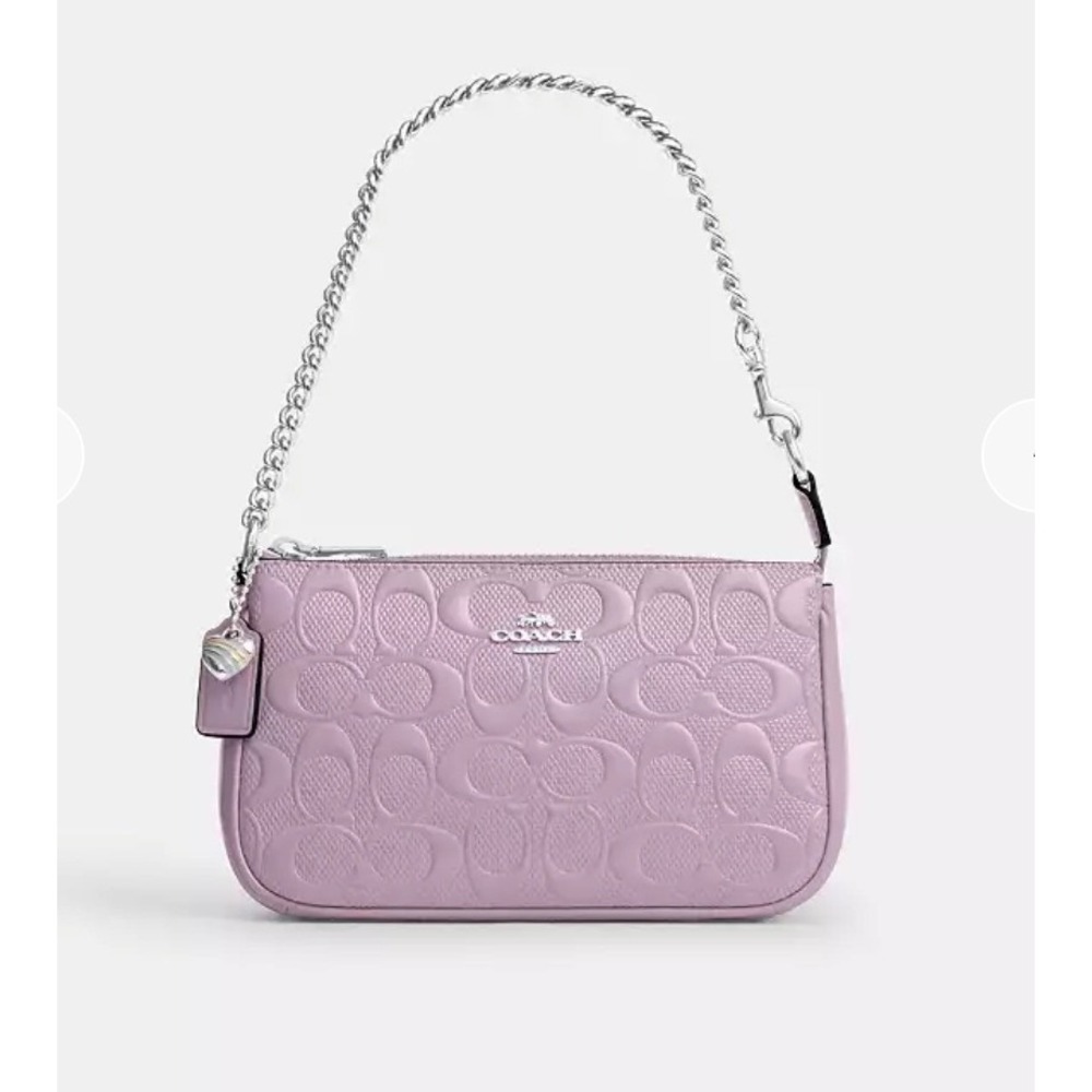 Coach Nolita 19 Women Purple Pearlized Signature Patent Leather CCZ27 Excellent